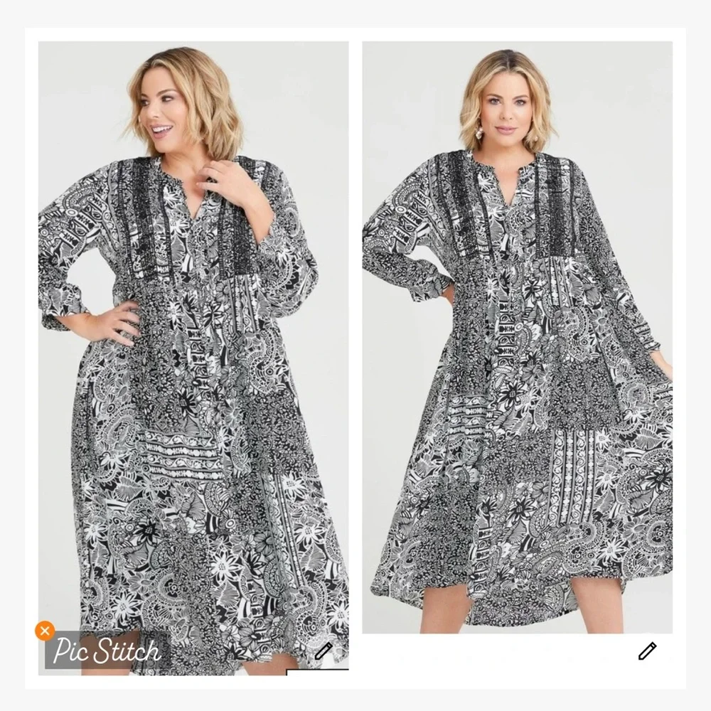 Taking Shape Natural Paisley Boho Dress Print Fireworks